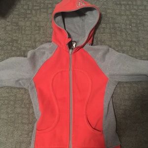 Grey/red-orange lululemon scuba hoodie size 6